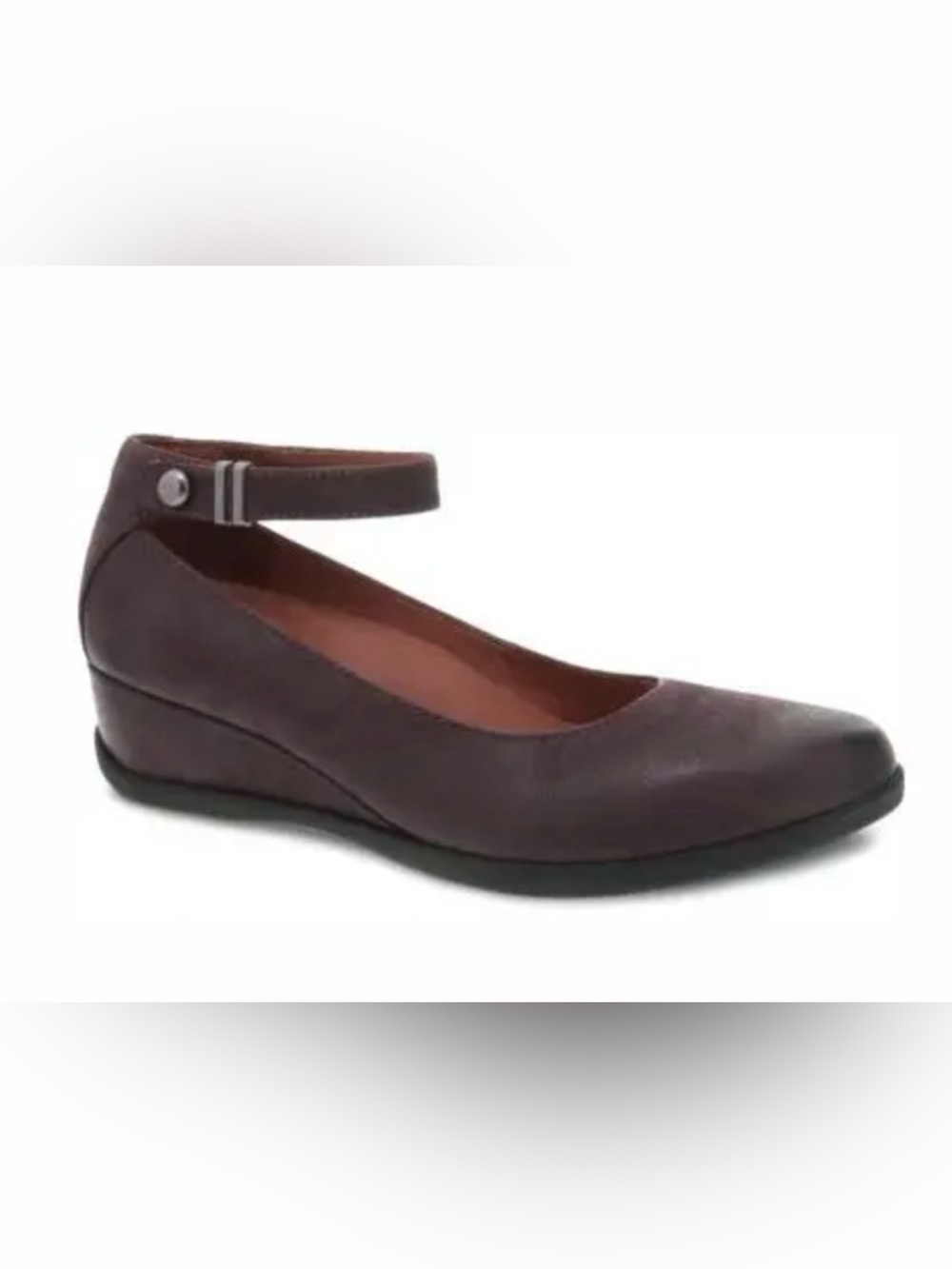 Dansko Shaylee Waterproof Leather Wedge Pumps Muted Fig Color Size 39 EUC - Picture 3 of 16